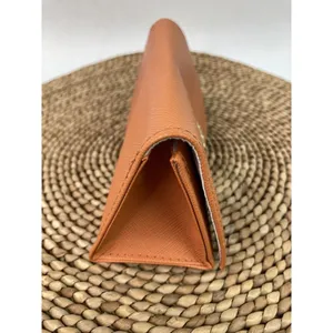 * Tory Burch Saffiano Leather Orange Eye Reading Glasses Case Gold Logo Snap thumbnail 2