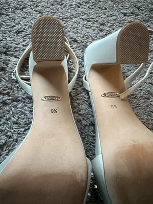 Badgley Mischka Ivory Satin Crystal Floral Open-Toe Heels thumbnail 4