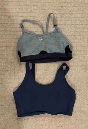 Nike Two-Tone Grey Heather and Navy Swim Crop Tops thumbnail 1