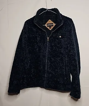 Pendleton fleece sherpa fuzzy woolen mills zip up blue sweater jacket sz Small thumbnail 1