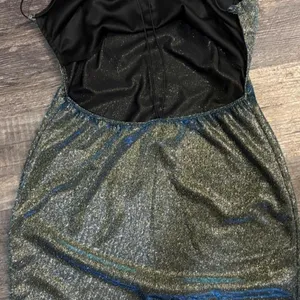 Y2K inspired Charlotte Russe gold &‎ blue metallic mini dress thumbnail 4