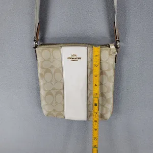 Coach North South Rowan File Bag‎ Women Khaki White Signature Canvas Crossbody thumbnail 9