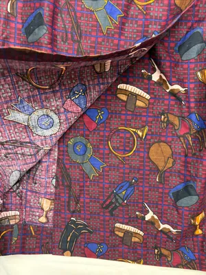 vintage equestrian fox hunting small medium Burgundy Patterned Mid-Length Skirt thumbnail 6