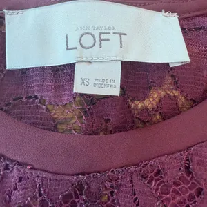 LOFT Deep Purple Lace Top thumbnail 2