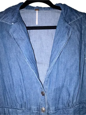 Free People Chester Denim Mini Dress Size Medium thumbnail 7