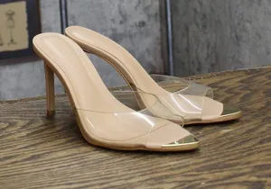 INC International Concepts Amra Dress Slide Sandals Heeled Clear Vinyl Brown 6M thumbnail 1