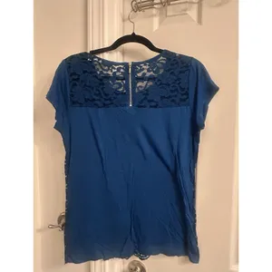 New York & Company Women’s Dark Green Floral Lace Top Short Sleeve Size M thumbnail 6