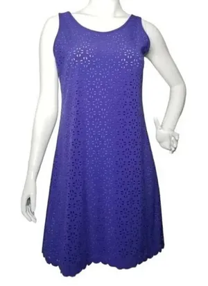 ✨Title Nine Nimblene Illusion Eyelet Purple Blue Tank Sz Medium Dress✨ thumbnail 1