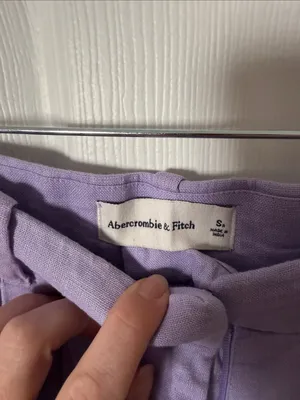 Abercrombie & Fitch Light Purple Pleated Linen blendwide leg small 6 28 thumbnail 2
