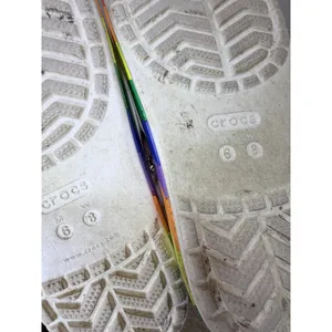 Crocs Classic Slide White Rainbow Stripe Pride Sandals Size 8 thumbnail 11