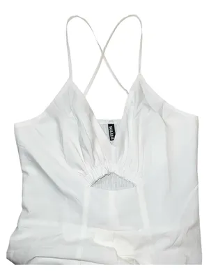 BTFBM White Cutout Maxi Dress Size Large Slit Pockets Adjustable Straps NWT thumbnail 5