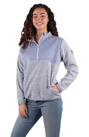 Simply Southern | Women's Grey Heather Lavender Corduroy Pullover Quarter Zip, L thumbnail 1