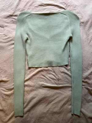 Princess Polly Light green ribbed crop top  thumbnail 4