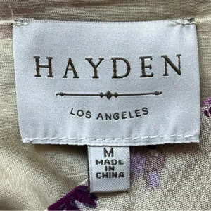 Hayden Los‎ Angeles Purple Floral Tiered Smocked Waist Rayon Dress Medium Boho thumbnail 6