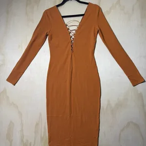 Forever‎ 21 Rust Lace-Up Long Sleeve Midi Bodycon Dress Women’s Small thumbnail 2
