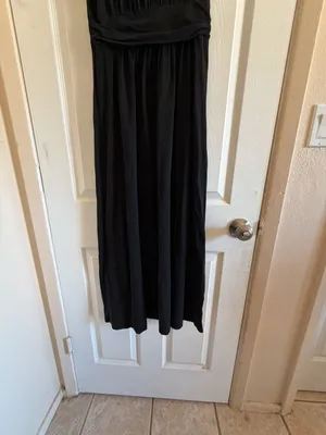 Belle Poque Black Sleeveless Ruched Waist Maxi Dress Small thumbnail 2