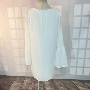 🔥🔥 5/$25 sale 🔥🔥 Lulu’s Far Wanderings Ivory Long Sleeve Shift Dress size small thumbnail 9