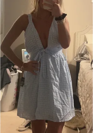 Lulus dreamy afternoon blue gingham dress thumbnail 2