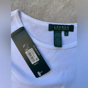 NWT Lauren Ralph Lauren White Crewneck women’s Tshirt 100% cotton Classic Basic thumbnail 3