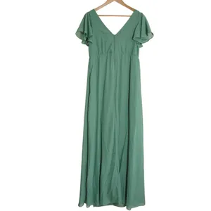 Birdy Grey NEW Hannah Chiffon Maxi Dress Eucalyptus Green Flutter Sleeve V-Neck thumbnail 7