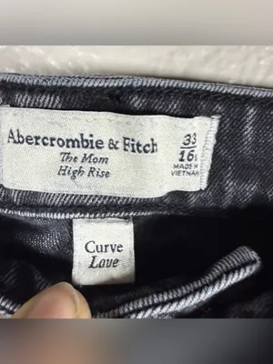 Abercrombie & Fitch High-Rise the mom Slim Straight Jeans - Black Wash SZ:33/16S thumbnail 9