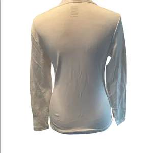 Fruit of the Loom White Long Sleeved Women’s Tagless V-Neck Shirt thumbnail 2