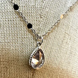 Silver tone dainty teardrop pendant necklace thumbnail 6