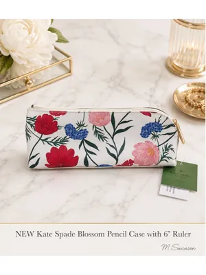NEW Kate Spade New York Blossom Pencil Case with 6” Ruler NWT thumbnail 2