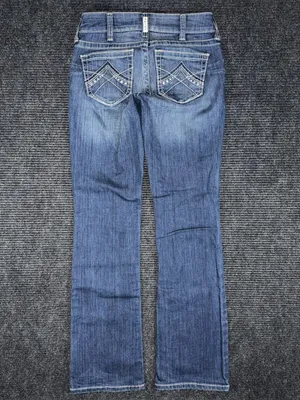 Ariat 26 x 33.5 REAL Mid Rise Stretch Original Boot Cut Blue Jeans 10011683 EUC thumbnail 2