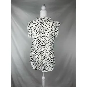 Women’s Spotted Ruffle Sleeve High Neck Sleeveless Top Medium thumbnail 4