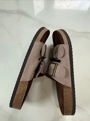 White Mountain Women's Light Taupe Double-Buckle Slide Sandals thumbnail 7
