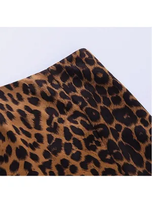 NEW Vegan Suede Leopard Mini High Waist Slit Skirt L thumbnail 3