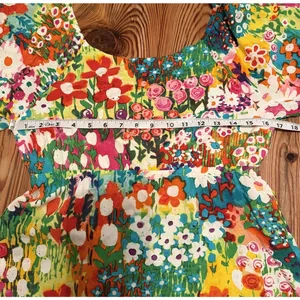 JAMS World Babydoll Top Sz S Hawaiian‎ Floral Elastic Neckline Flowy Oversized thumbnail 4