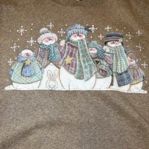 Vintage Lee Womens Size XL Heavyweight Christmas Snowman Sweatshirt Brown Winter thumbnail 7
