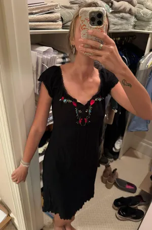 Vintage Embroidered Black Dress thumbnail 1