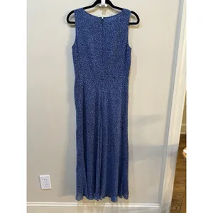Talbots Size 8 100% Silk‎ Blue Sleeveless Floral Maxi Midi Dress thumbnail 4