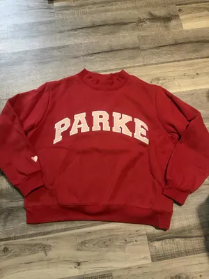 PARKE Varsity Mockneck Sweatshirt Valentines Collection Crimson +Peony L/XL NIP thumbnail 2