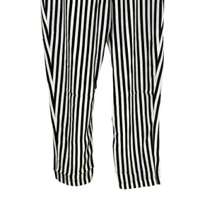 NWT Sans Souci Striped Lightweight Satin Feel Trouser Ankle Pant M Black White thumbnail 8