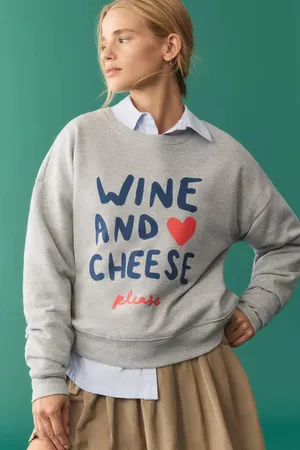 Maeve Anthropologie Jordan Nickson Wine and Cheese Graphic Sweatshirt XS thumbnail 1
