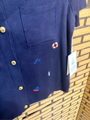 Free Assembly Nautical Navy Button Front Short Sleeve Cardigan Size Medium thumbnail 5
