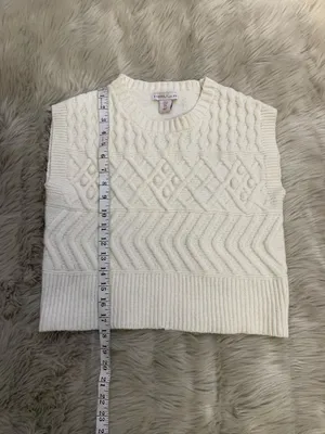 Sincerely Jules Ivory Cable Knit Sweater Vest Small Textured Cozy Cottagecore thumbnail 5