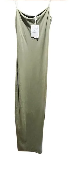 Zara Women's Strappy Maxi Dress Sage Green Sleeveless Standard Size S thumbnail 1