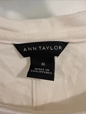 Ann Taylor Cream Ruffle Shoulder Crewneck Tank thumbnail 2