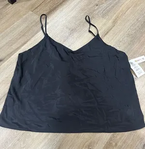 Women's Black V-Neck Camisole Top satin thumbnail 1