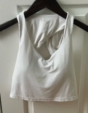 Aerie Offline White Crossover Back Longline Sports Bra/Tank thumbnail 1