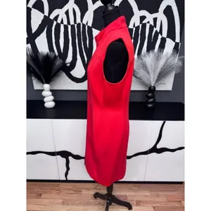 Tommy Hilfiger Dress Womens 12 Coral Red Sleeveless Gold Zip Mini Beltless EUC thumbnail 3