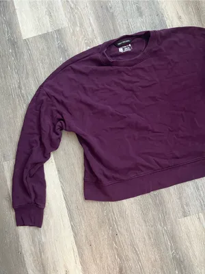 Carhartt Tencel Sweatshirt Womens Large Burgundy Loose Fit Cropped Sleeve Logo thumbnail 3