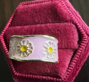 Gold/Pink Embellished with Sweet Sunflowers Adjustable Size 7-9 thumbnail 2