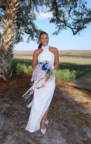 Floral Lace Halter Maxi Dress White thumbnail 3