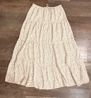Brandy Melville Cream Maxi Skirt with Black Dot Floral Print thumbnail 1